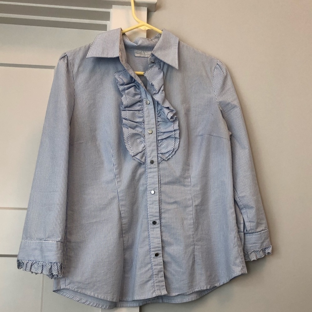 Blue & white stripe button down